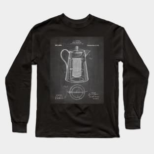 Coffee Percolator Patent - Coffee Shop Art - Black Chalkboard Long Sleeve T-Shirt